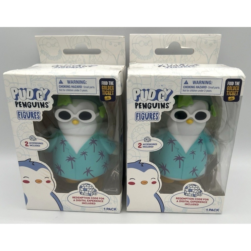 2 Pudgy Penguins World Figures Sushi‎ Sam Hawaiian Shirt 4.5" New Sealed Box
